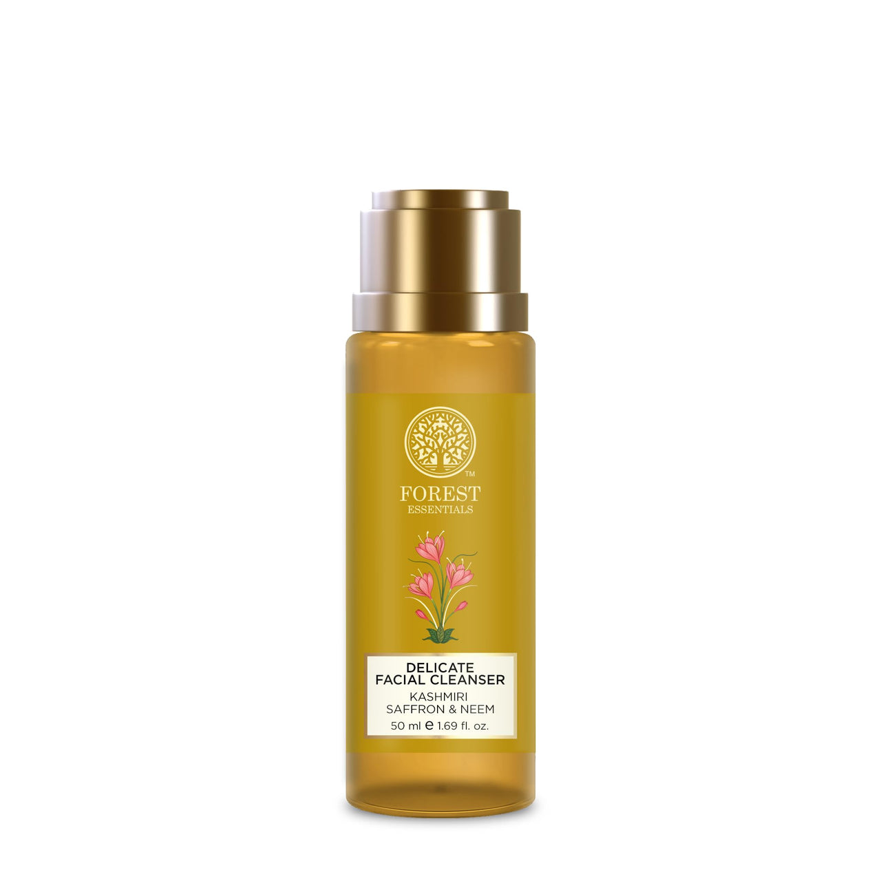 Forest Essentials Delicate Saffron & Neem Facial Cleanser with Hyaluronic Acid & Niacinamide | Designed For Acne Prone & Sensitive Skin | Gentle, Clarifying Face Wash | Sulphate & Paraben Free