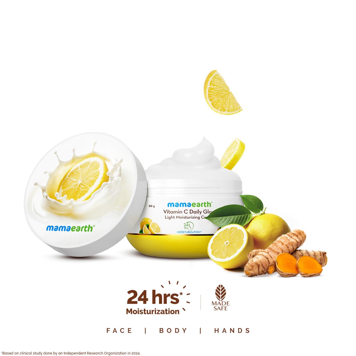 Mamaearth Vitamin C Daily Glow Light Moisturizing Cream with Vitamin C & Turmeric 50g | For Face, Hand & Body | 24H Moisturization | Quick Absorbing, Non-Greasy | Soft Moisturizer | All Skin Types