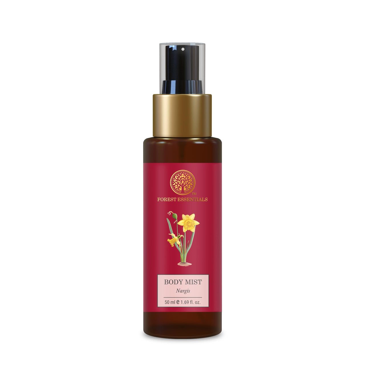 Forest Essentials Travel Size Body Mist Nargis | Natural & Hydrating Body Spray For Men & Women | Luxury Floral Fragrance | 50 ml