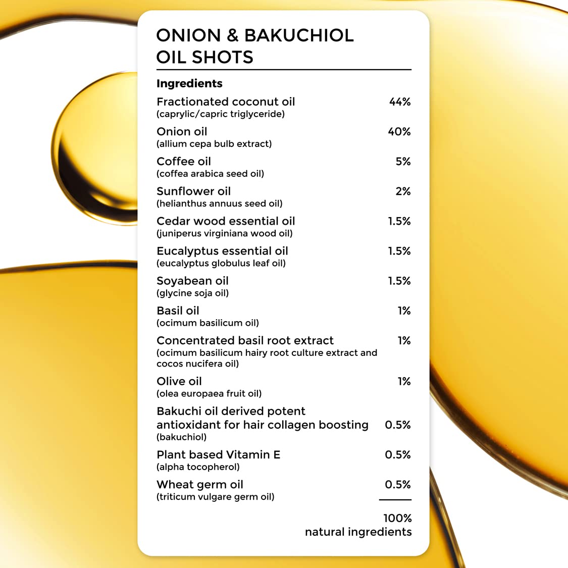Brillare Onion Hair Oil Shots with Bakuchiol & Coconut Hair Oil for Hair Fall Control, Reduces hair fall, 100% Natural Hair Oil, (6ml *8 Vials)