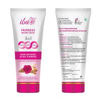 Iba 3in1 Wash, Scrub, Mask Fairness Instant Facial 100g with Rose Petals, Multani Mitti & Walnut For Scrub, Removes Tan, Fairness & Brightens Skin, Gives Instant Glow | Halal Certified & Vegan