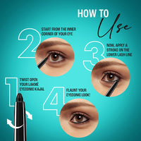Lakmé Eyeconic Black Kajal 0.35 g (Combo Pack of 2) Matte Kohl Liner in a Twist Up Pencil - Waterproof, Smudge Proof & Long Lasting Eye Makeup