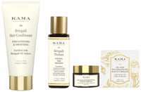 KAMA AYURVEDA ELADI HYDRATING FACE CREAM 8GM & Kama Ayurveda Bringadi Intensive Hair Treatment Oil 50ml - In & Kama Ayurveda Bringadi Hair Conditioner 50gm