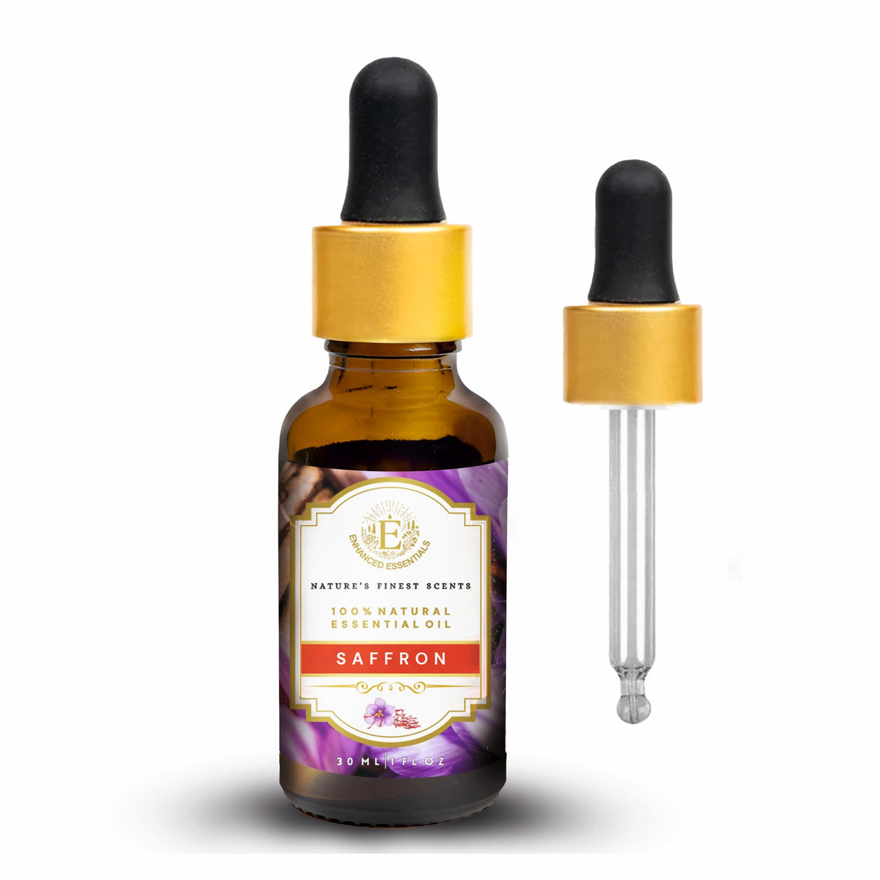 Luxurious Saffron Essential Oil by Enhanced Essentials|Therapeutic Grade|Organic,Natural & Concentrated Kesar Oil for Fragrance, Skin Care, Aromatherapy, Bath, Massage,Humidifiers, Soap and Candle making| 30 ml