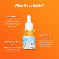 Bellavita C GLOW Face Serum | Vitamin C Serum 10%, 0.1% Ferulic Acid & Hyaluronic Acid | 99% Pure Form of Vitamin C,for Glowing Skin, Reduce Dark Spots Non-Irritating | Non-Sticky | Brightening Vit C Formula For Men and Women |All Skin Types 30 ml