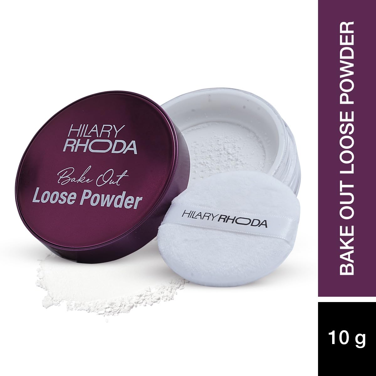 Hilary Rhoda Bake Out Loose Powder | Setting Loose Powder for Face | Matte Finish & Lightweight Loose Powder | Hides Imperfections | Oil Control Formula | 10gm (Tanslucent | Shade 01)
