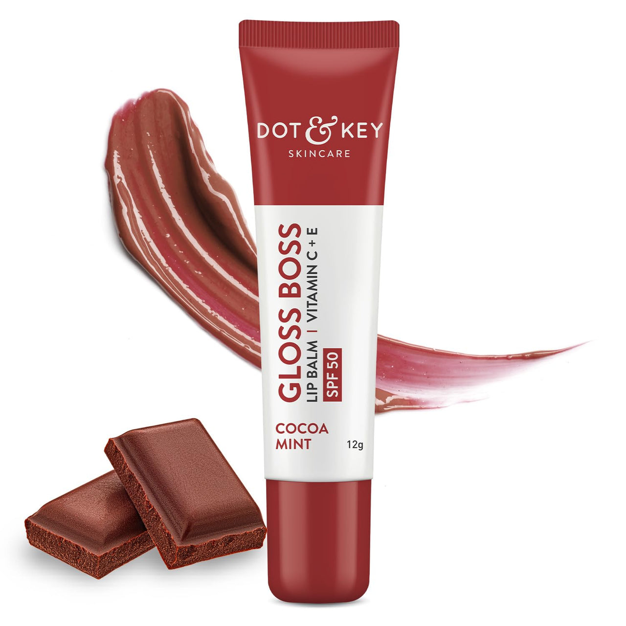 Dot & Key Cocoa Lip Balm with Shea Butter (12gm) for Naturally Glowing and Hydrated Lips | With SPF 30 for Sun Protection + Vitamin C + E | Lipbalm for Dry & Dark Lips | Lip Balm for Women