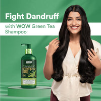 Wow Skin Science Green Tea & Tea Tree Anti-Dandruff Shampoo - No Sulphates, Parabens, Silicones, Color & Peg - 300 Ml