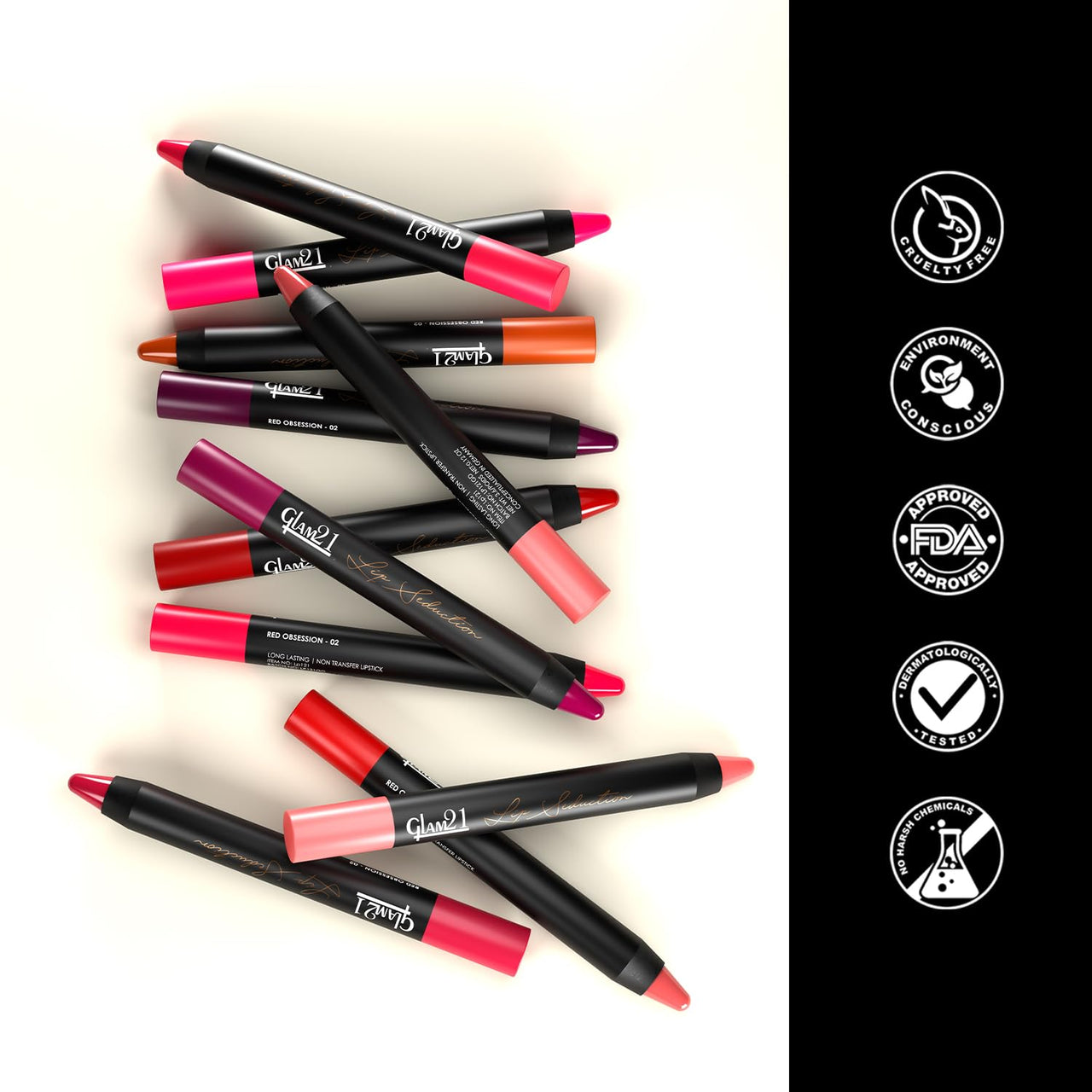 Glam21 Lip Seduction Non- Transfer Crayon Lipstick up to 12 Hours Stay | Lightweight & Longlasting|Creamy Matte | Smudge Proof - 2.8gm|Purple Mousse|12