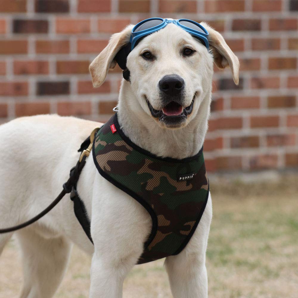 Puppia Soft Dog Harness No Choke Over-The-Head Triple Layered Breathable Mesh Adjustable Chest Belt and Quick-Release Buckle, Camouflage, Medium
