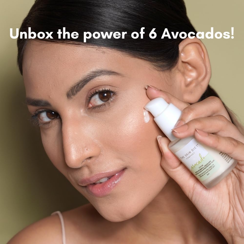 THE SKIN DIET COMPANY Avocado Serum for Women | Moisture Boost, Non-Sticky, Fades Hyperpigmentation | Hyaluronic Acid & Vitamin E for Glowing Skin (15ml)