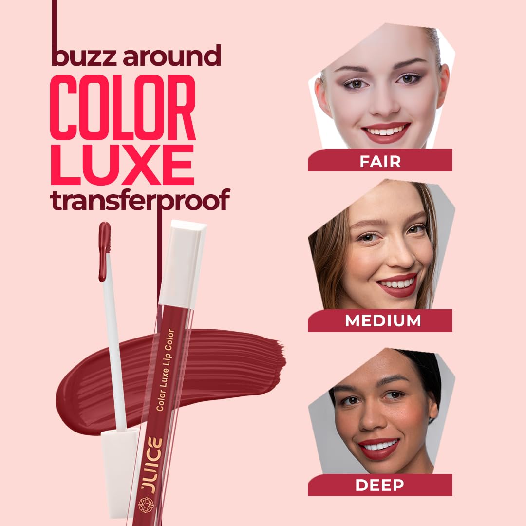 Juice Cosmetics Matte Luxe Lipstick - Vitamin E Enriched, Smudge-Free with Bio Retinol, Moisturizing Lock Technology, SPF 15, Long-Lasting (Sultry Burgundy - M04)