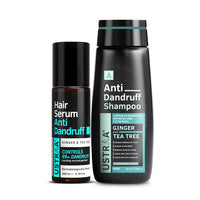 Ustraa Anti Dandruff Kit - Dermatologically Tested- Hair Serum Anti-Dandruff - 200ml | Fights Dandruff with Tea Tree & Ginger & Anti-Dandruff Shampoo 250ml - With Climbazole, Ginger & Tea Tree Oil