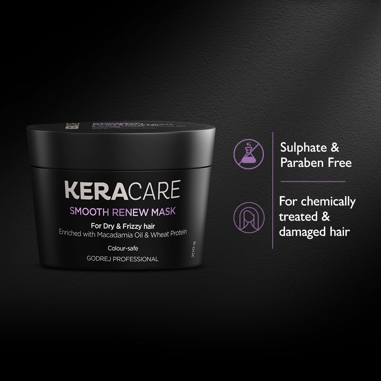 Godrej Professional Keracare Smooth Renew Mask (200g) | Manages dryness and frizz | Enriched with Macadamia Oil & Hydrolyzed Wheat Protein