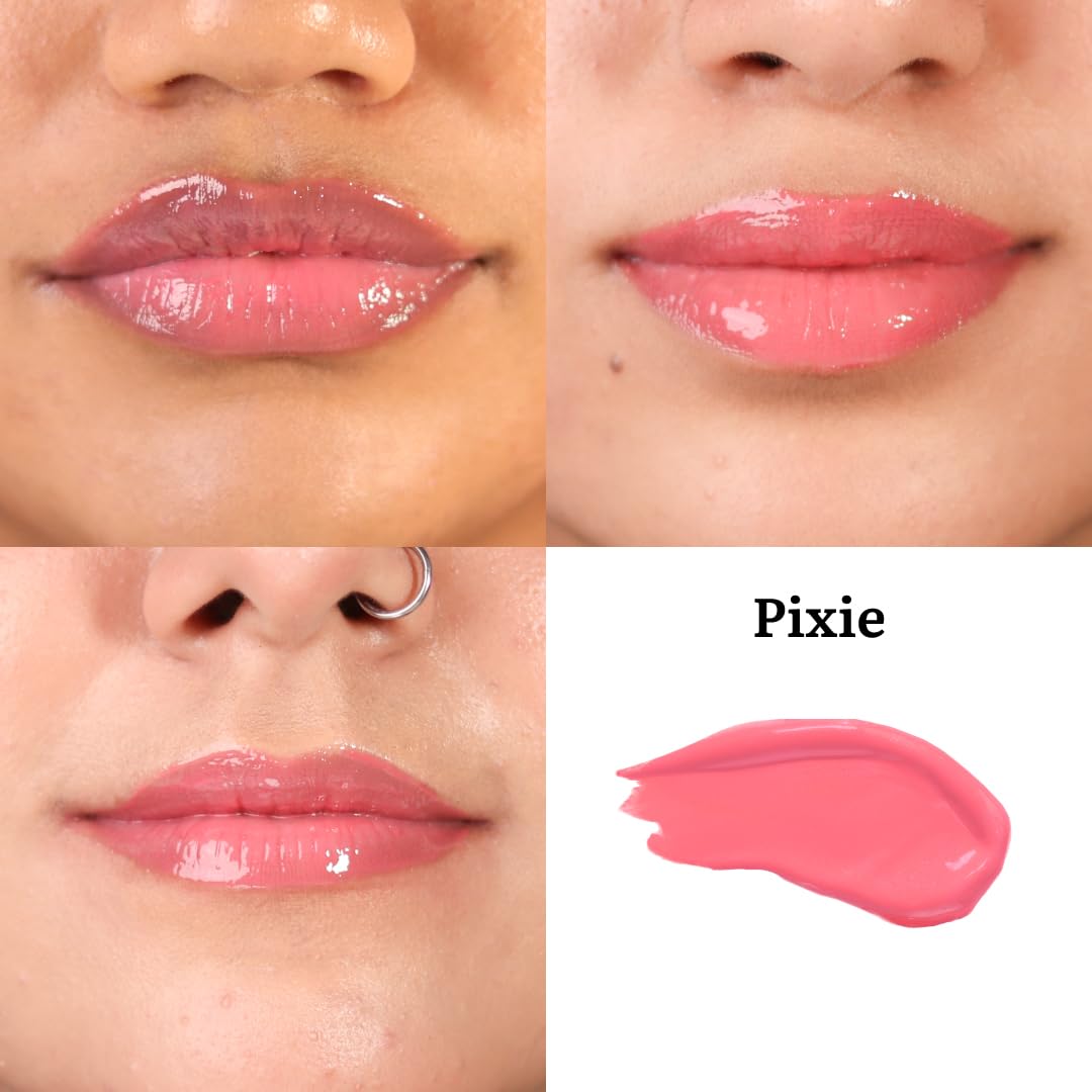 Tint Cosmetics Baby Pink Lip Gloss for Women | Hydrating & High Shine | Lightweight & Non-Sticky with Vitamin-E & Grapeseed Oil | Gloss Lock Technology | All Skin Types | 2.5Ml (Pixie) | FDA Approved