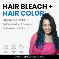 2.Oh! Italian- Blue Hair Color DIY Kit | Semi Permanent Hair Color + Hair Bleach for Hair Color | Hair Highlights for Women & Men | Hair Bleach with Plex & Argan oil| Lightening Kit