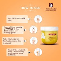 Passion Indulge Natural Papain D10 Cleanser 100ml & Papain D10 Face Scrub 200gm Combo Pack For Reduces Tan