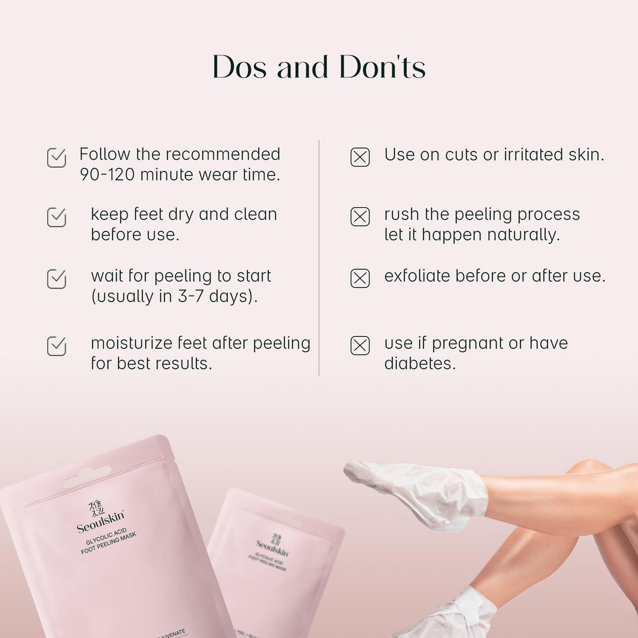 SeoulSkin Glycolic Acid Foot Peeling Mask, 150000 PPM (1 Pair) Korean Peeling & Exfoliating | Deep Exfoliation with Glycolic Acid, Hydrates & Softens, Removes Dead Skin, Cruelty-Free, Vegan, Paraben-Free Foot Peel Off Mask for All Skin Types