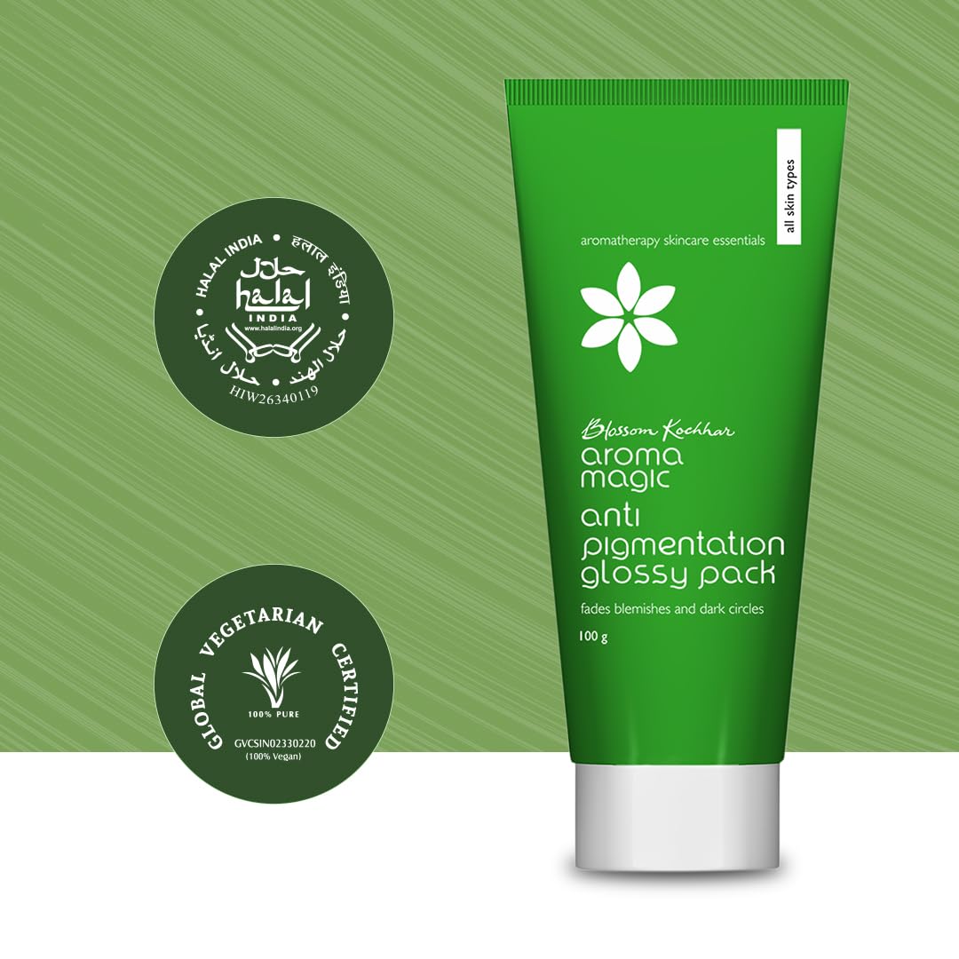 Aroma Magic Anti Pigmentation Glossy Face Pack| 5 powerful natural extracts |Fade Pigmentation,Blemishes & Dark circles |Radiant & Natural Glow |for Men & Women |All Skin Types|100gm Pack of 1