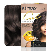 Streax Gel Hair Colour for Women & Men, Natural Brown 4 , 150ml|Hair Colour Brown|100% grey coverage |Long Lasting Hair Color, easy to use| Ammonia Free Hair Color, No Paraben & Sulphate