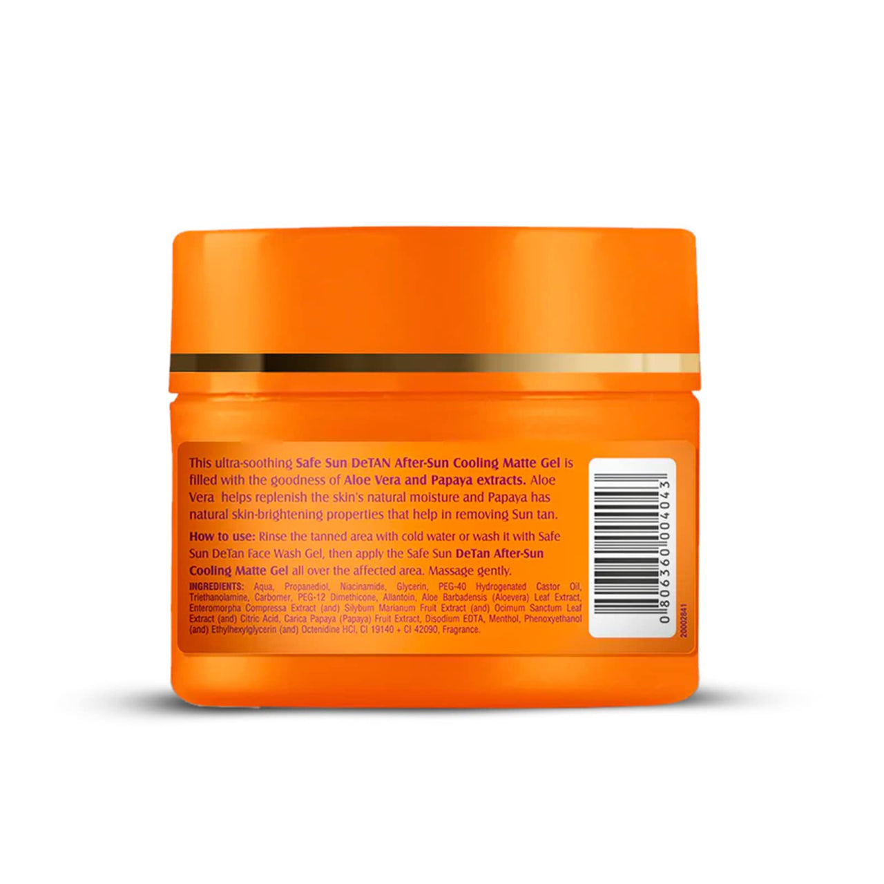 Lotus Herbals Safe Sun Detan After-Sun Cooling Matte Gel, Papaya & Aloe Vera, Paraben Free, All Skin Types, Green, 100g