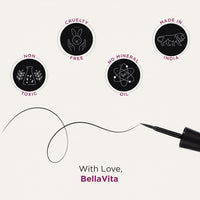 BELLAVITA Intense Drama Waterproof Smudge Proof Eyeliner 3.5ml, Black, Matte Finish, Fast-Drying, Felt Tip Applicator, Enriched with Biotin