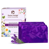 Passion Indulge Lavender Handmade Soap -PACK OF 3 (Each 100 gm), Natural Essential Oil Nourishing Bath Soap | Deep Cleansing | Bath soap for all type skin