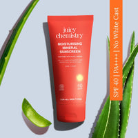 Juicy Chemistry Moisturising Mineral Sunscreen SPF 40, 50 g | Broad Spectrum UVA/UVB Protection & PA++++, No White Cast, Light Weight, Non-greasy & Moisturising | Kids & Pregnancy Safe