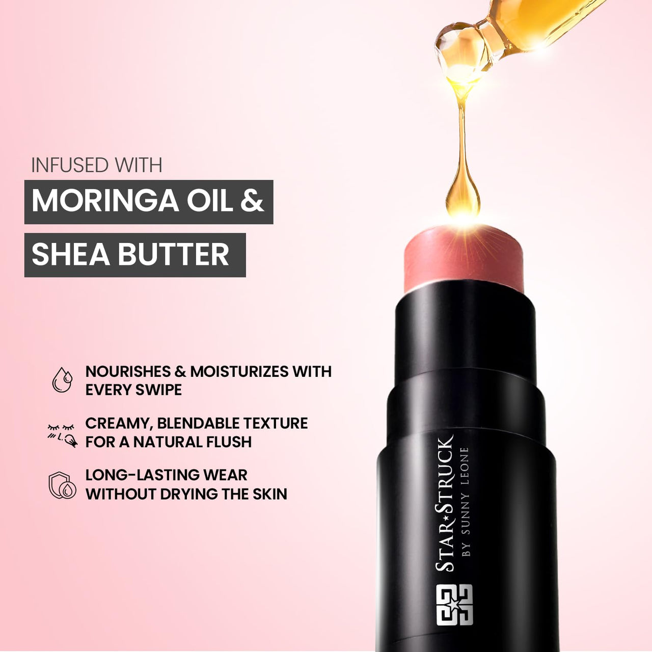 STARSTRUCK BY SUNNY LEONE Blush Stick for Women - Rosy Baby | Blusher | Highlighter | Blush Stick for Cheeks Matte Finish | Waterproof and Long Lasting Blusher, Face Makeup