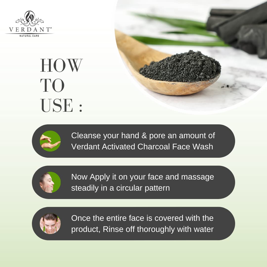 Verdant Natural Care Activated Charcoal Face Wash for Men & Women (Parabens & Sulphates Free) 200ml
