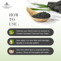 Verdant Natural Care Activated Charcoal Face Wash for Men & Women (Parabens & Sulphates Free) 200ml