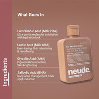 Neude Lay Bare Body Scrub 250ml Lactobionic Acid PROfoliator bath Exfoliator with AHA BHA PHA Glycolic Acid Salicylic Acid Hyaluronic Acid for Gentle Exfoliation Smooth Radiant Skin for All Skin Types