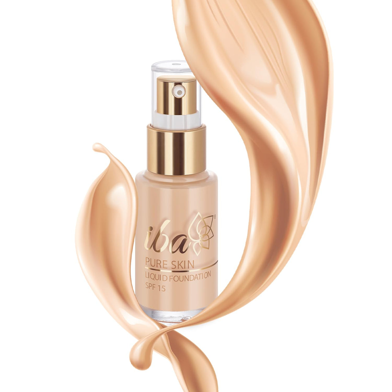Iba Pure Skin Liquid Foundation - Golden Beige 30ml | Full Coverage | Long Lasting | Lightweight | Oil Free Dewy Finish | SPF 15 | 100% Natural Vegan & Cruelty Free