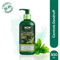 Wow Skin Science Green Tea & Tea Tree Anti-Dandruff Shampoo - No Sulphates, Parabens, Silicones, Color & Peg - 300 Ml