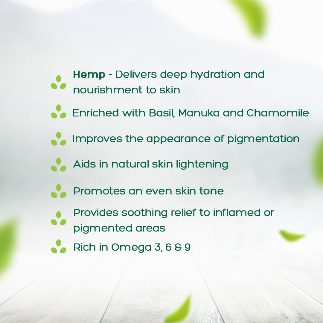Hampa Hemp Pigment Balance Serum, for Pigmentation & Dark Spots, Nourishment for Radiant, Clear, Glowing Skin, Enriched with Hemp, Basil, Manuka. 100% Natural and ayurvedic, 30ml