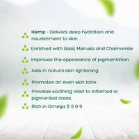 Hampa Hemp Pigment Balance Serum, for Pigmentation & Dark Spots, Nourishment for Radiant, Clear, Glowing Skin, Enriched with Hemp, Basil, Manuka. 100% Natural and ayurvedic, 30ml