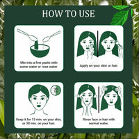INDUS VALLEY Neem Leaf Powder | Organic Azadirachta indica With Herbal Henna Powder - 100% Organic, Natural and Pure For Hair and Skin Care (100g + 100g=200g)