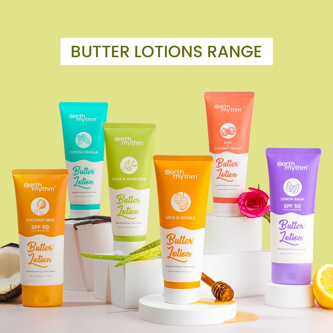 Earth Rhythm Olive & Aloe vera Butter Body Lotion | Deeply Nourishes, Soothes Skin & Intensely Hydrates | Body Lotion for Winter | for All Skin Type | Men & Women – 200 ml