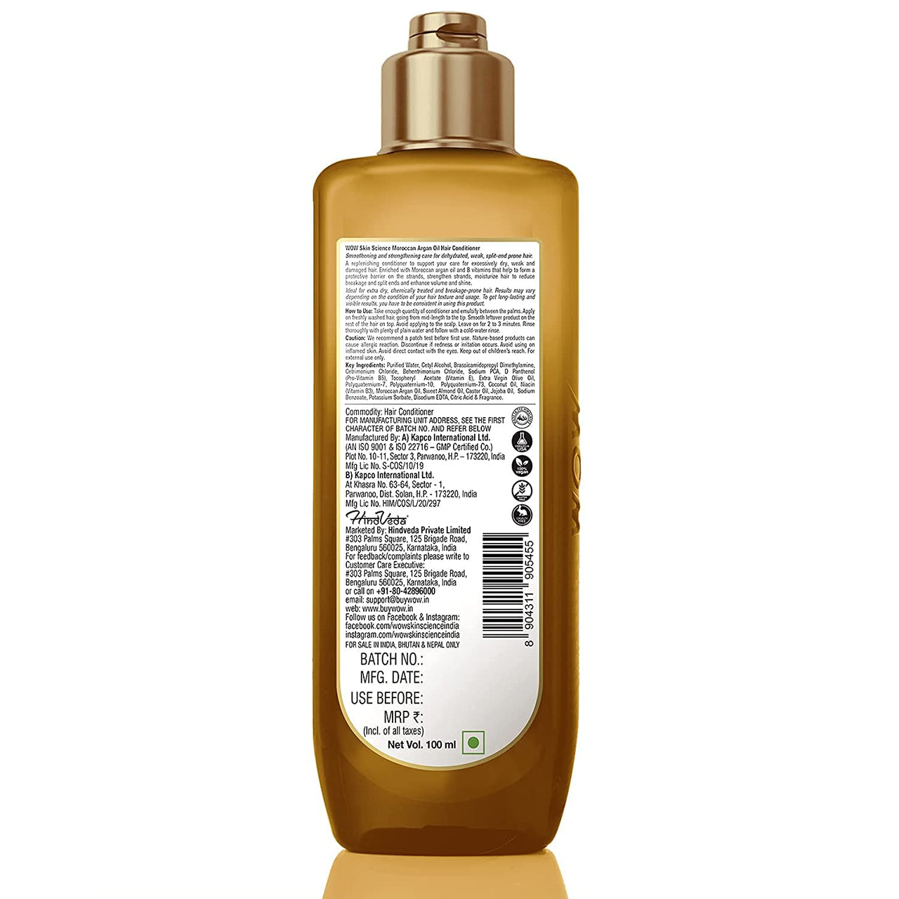WOW Skin Science Moroccan Argan Oil Conditioner - No Sulphates, Parabens, Silicones, Salt & Colour, 100 Millilitre (Pack of 2)