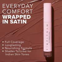 SIMPLYNAM Satin Soft Lip Crème – Perfect Nude | 1 Swipe Full Coverage | Hydrating, Creamy Matte Finish | 16 Hour Stay | Transfer-Proof & Smudge-Proof | Infused with Peptides & Squalane | Vegan