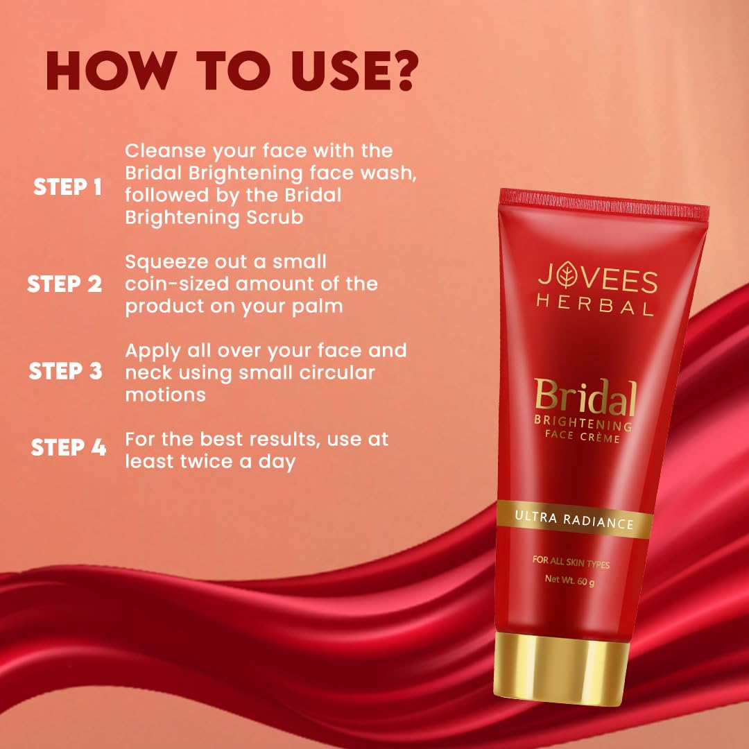 Jovees Herbal Bridal Face Creme | For Natural Glow and Brightness | Ultra Radiance, Hydrated and Flawless skin | Daily Use | For All Skin Types 60 GM