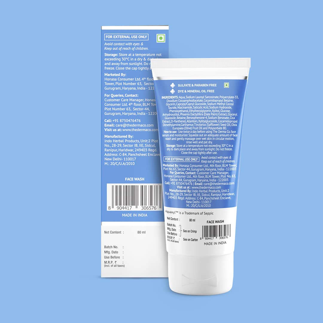 The Derma Co Sali-Cinamide Anti-Acne Face Wash | With 2% Salicylic Acid & 2% Niacinamide I Treats Active Acne & Fades Acne Marks I For Oily & Combination Skin I Power of 2 Actives | For Men & Women | 80 ml