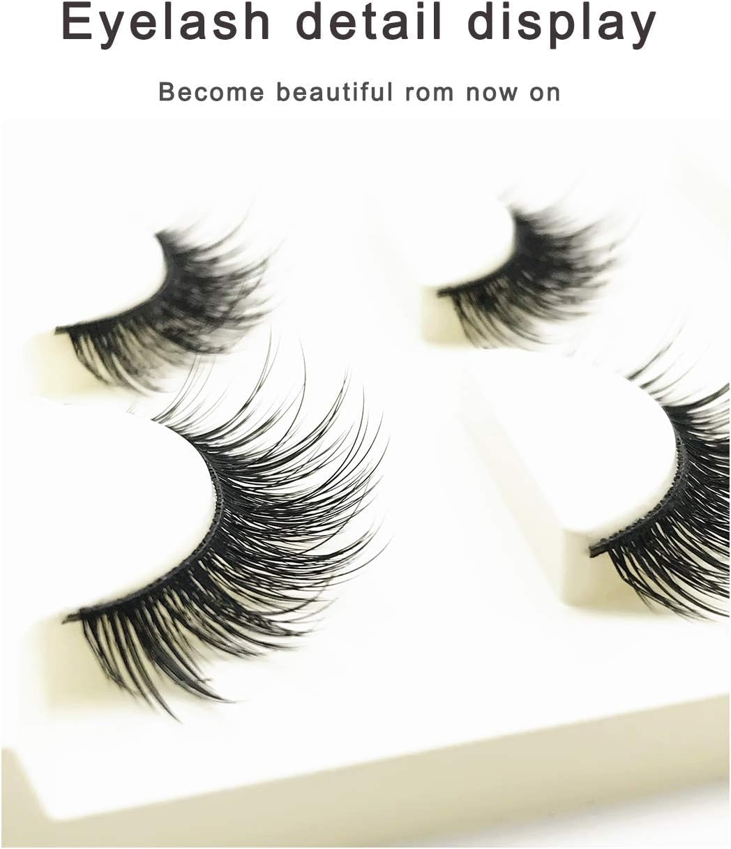 HUDA GIRL Eye Lashes for Women - Black Handmade Natural Thick Long Polyester, 3 Pairs False Eyelashes with Eyelash Glue - Empathetic Reusable Extensions for Womens, Girls - Eyelash with glue Set