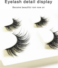 HUDA GIRL Eye Lashes for Women - Black Handmade Natural Thick Long Polyester, 3 Pairs False Eyelashes with Eyelash Glue - Empathetic Reusable Extensions for Womens, Girls - Eyelash with glue Set