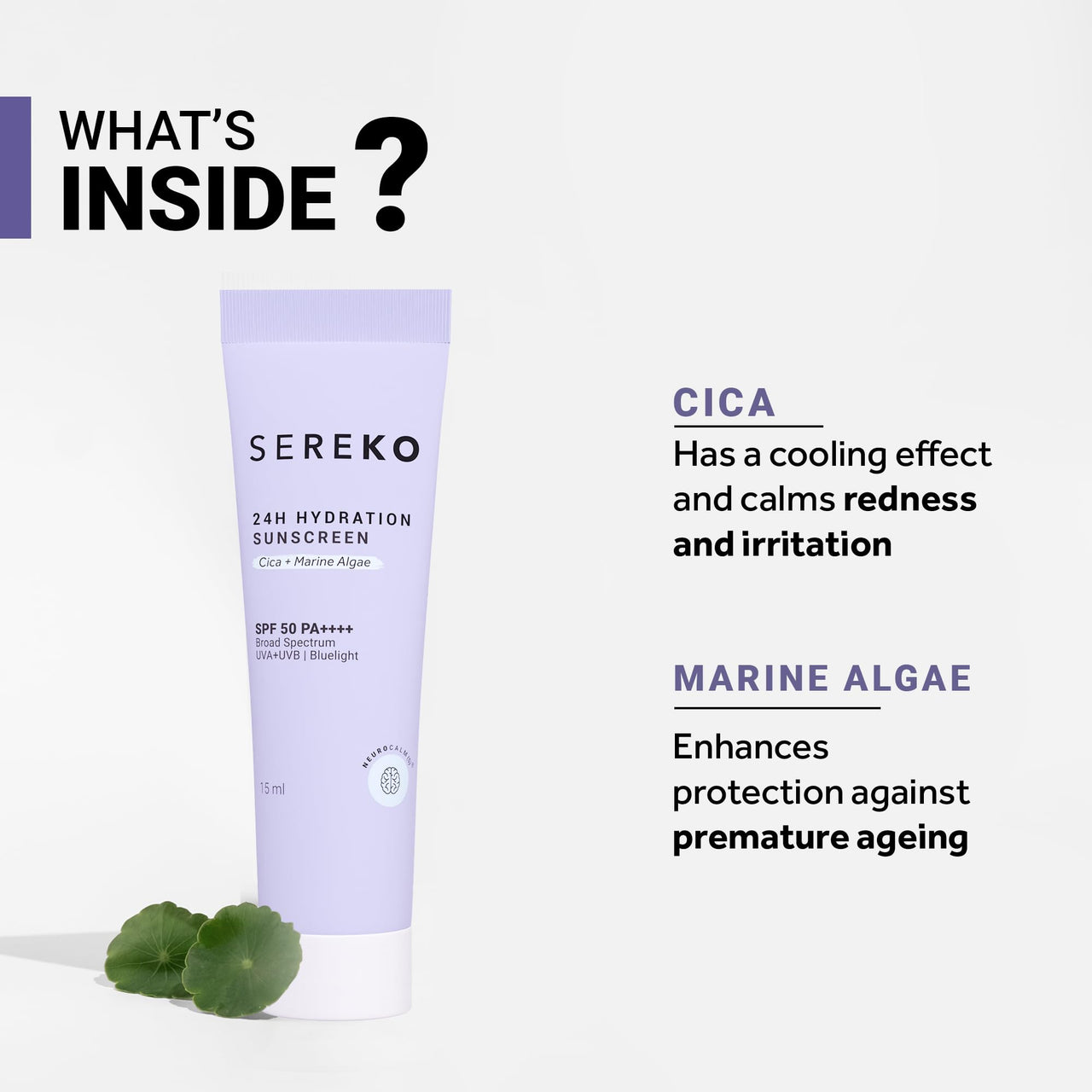 Sereko Sunscreen SPF 50 PA++++ Creme Gel with Zero White Cast for Women & Men | 24hrs Hydration, Quick Absorbing & Non Greasy | UVA+UVB & Blue Light Protection | Suitable to All Skin Type (15ml)
