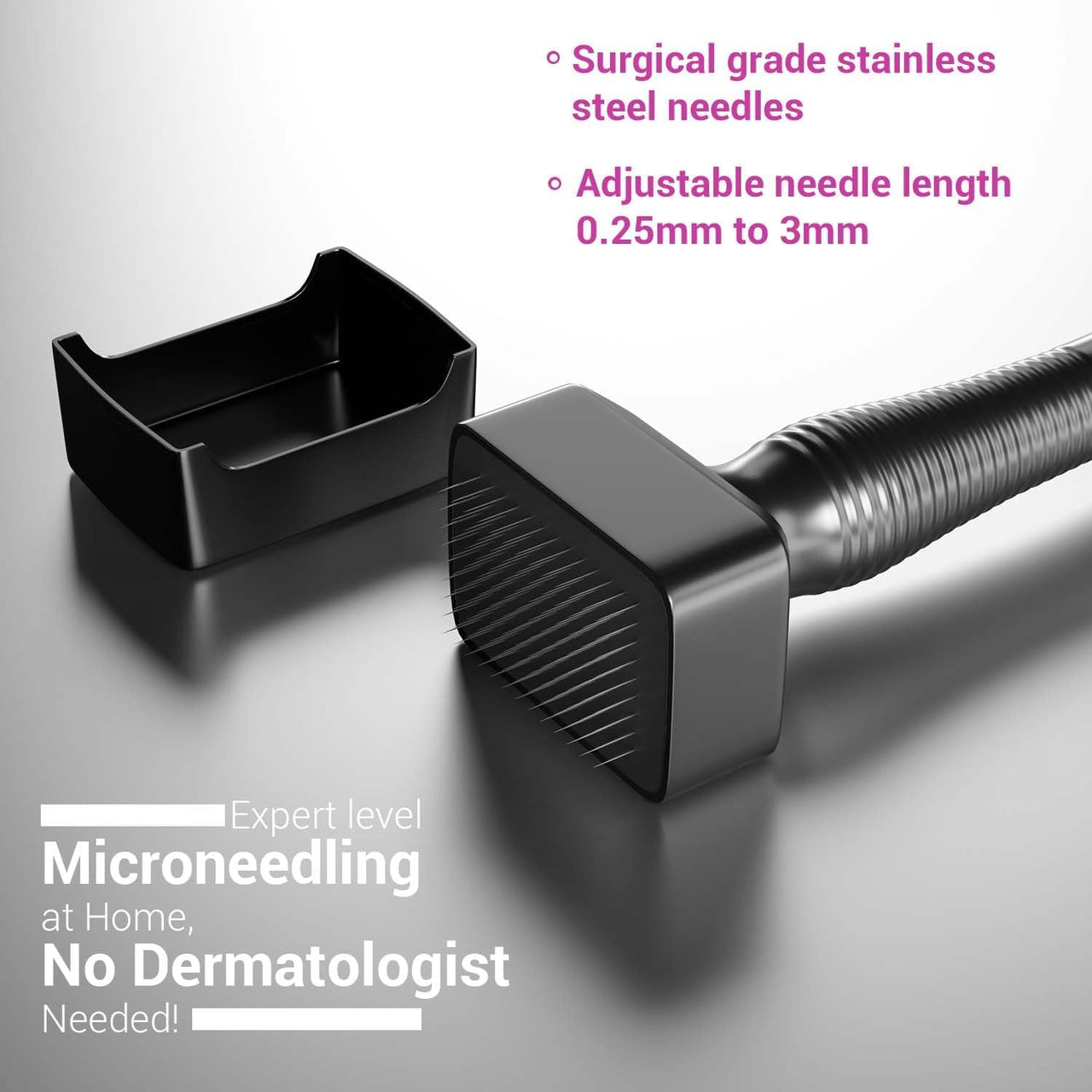 Sotrue Derma Stamp for Hair Growth | Stainless Steel Coated Adjustable Needles 0.25mm to 3mm | 140 Microneedling Stamp for Skin Repair, Face, Hair & Beard Growth | Reduces Acne Scars | Safe & Effective To Use