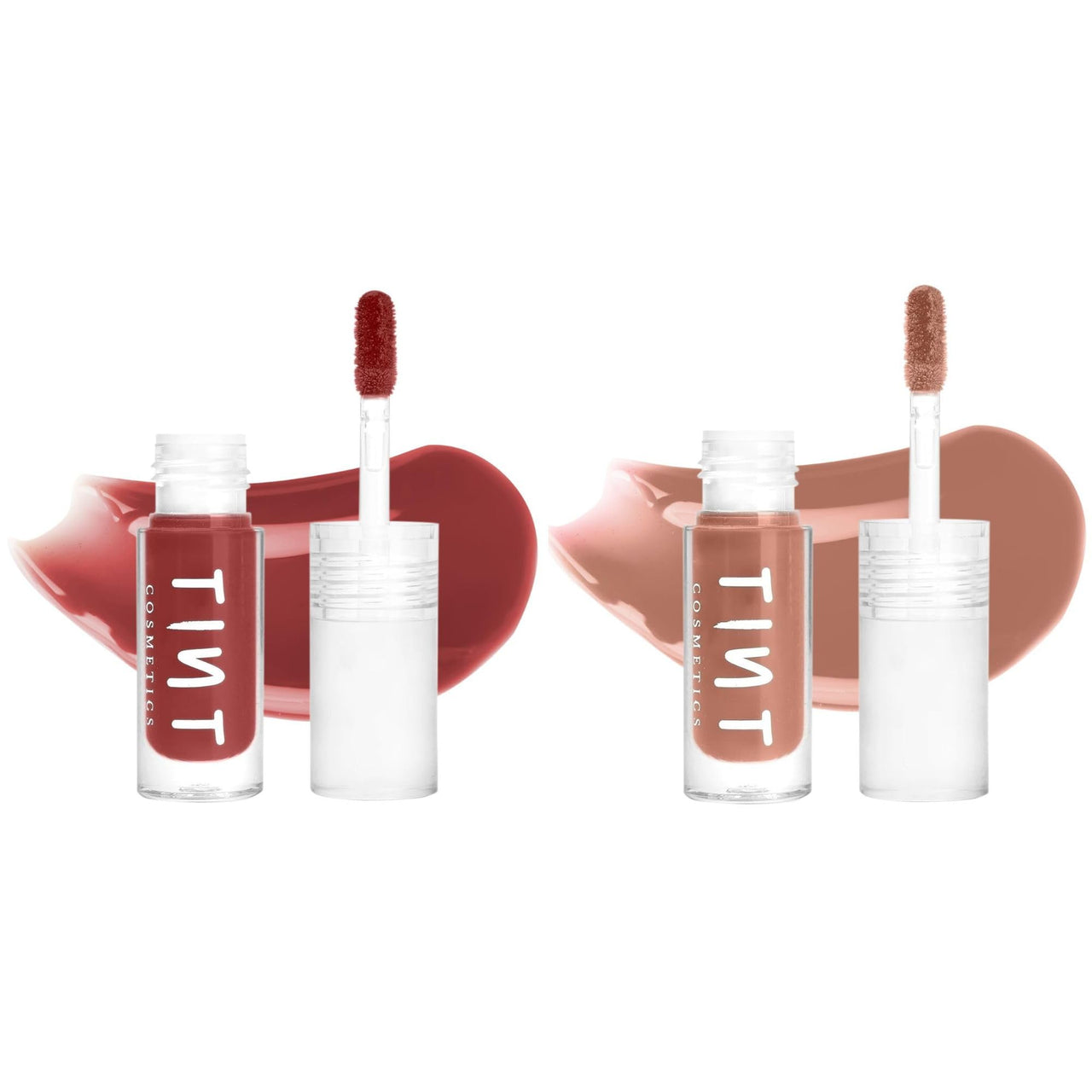 Tint Cosmetics 2.5ml Set of 2 Lipgloss, Brick Red & Nude, Non Sticky, Hydrating, Light Weight, Long Lasting, High Shine & Soft Natural Liquid Lip Gloss For Girl & Women (Honey & Roasted Chestnut)