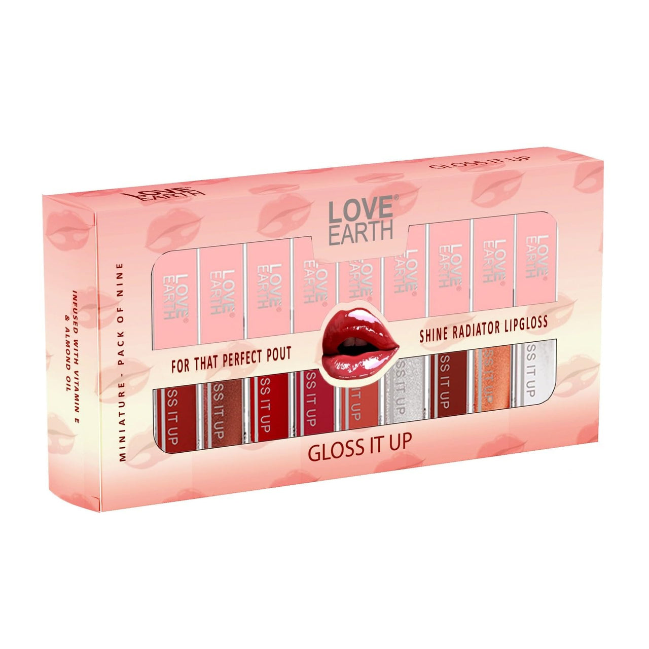 Love Earth Liquid Lip Gloss Pack Of 9 For Soft & Dewy Lips Enriched with Vitamin E & Almond Oil Lip Color For Glossy Look |Lightweight Non Sticky Lip shiner For Moisturizing Lips (Multicolor)2ml Each