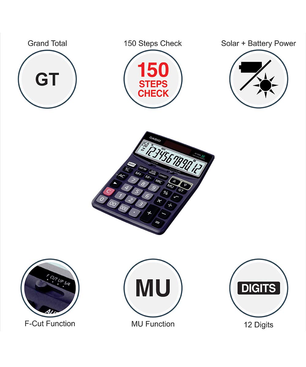 Casio DJ-120D Business Desktop Calculator with Check & Correct, Black
