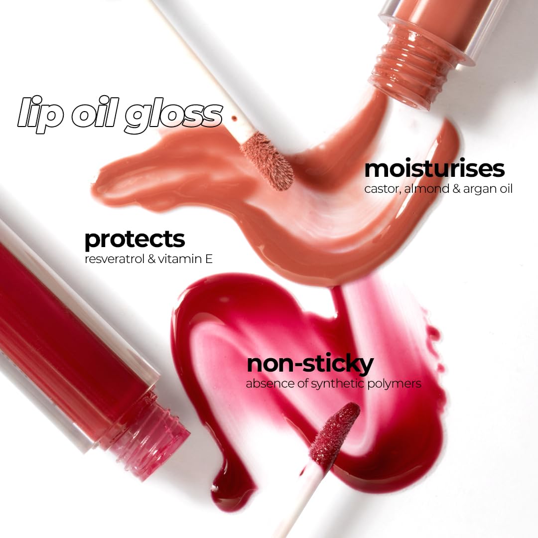 Ruby's Organics Mini Lip Oil Gloss for Women & Girls, All Skin Tones- Moisturizing, Long Lasting, Non Sticky & Non Drying Formula, Glossy Texture, Natural Lip Makeup, Paraben Free - Cherry, 3 ml